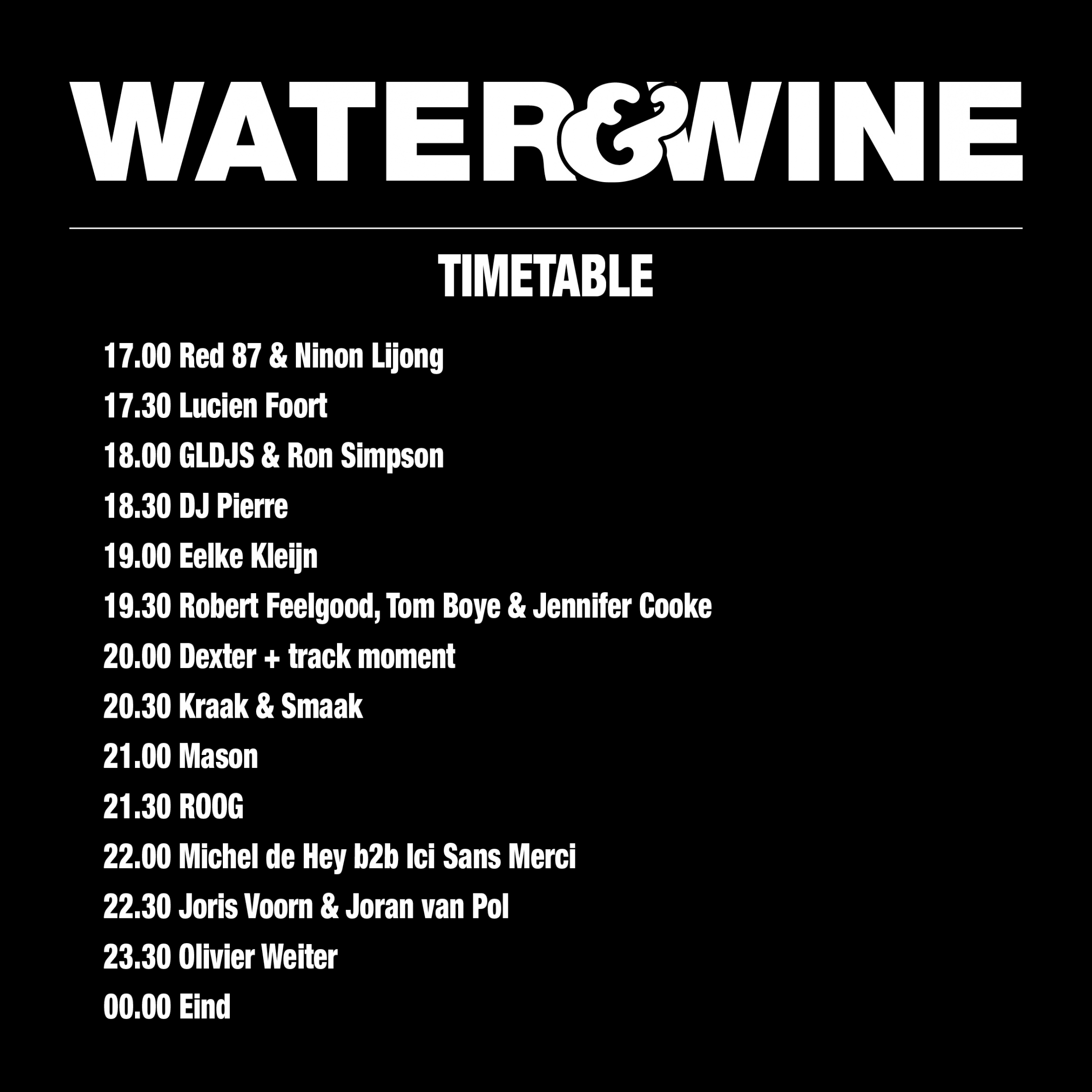 Timetable Water & Wine